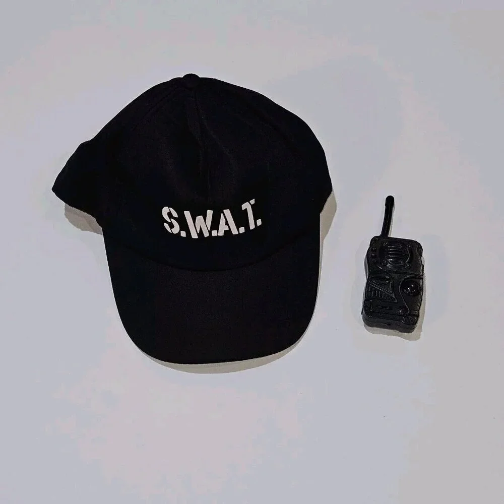 NEW SWAT Officer Halloween Costume Child Boys OSFM (Approx Small/Med) Vest Hat